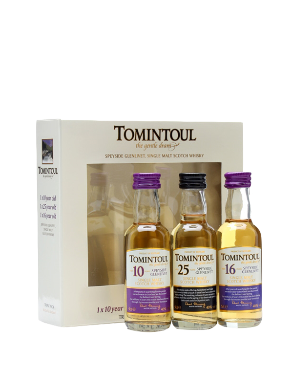 Miniset Tomintoul 10, 25, 16 yo 40% 3x5 cl